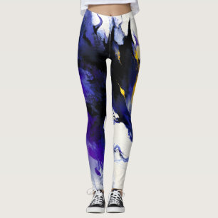 Abstraktes Aquarell Schwarzpferd-Porträt Leggings