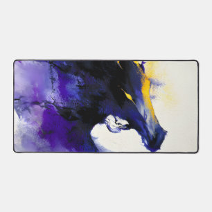 Abstraktes Aquarellbild Schwarzes Pferd Porträt Schreibtischunterlage