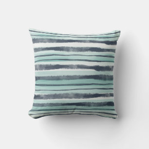 Abstraktes Aquarellblau und Aqua Kissen
