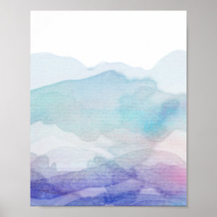 abstraktes Aquarelldesign blau und lila Poster