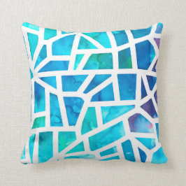 Abstraktes Aquarellglas Türkis Blau Kissen