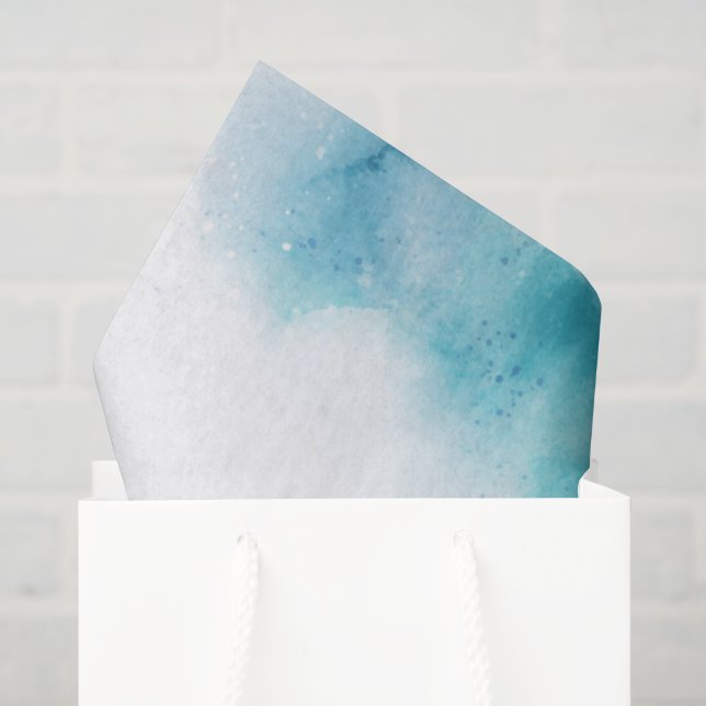 Abstraktes Aquarellmuster mit Blau  Seidenpapier (Geschenktüte)