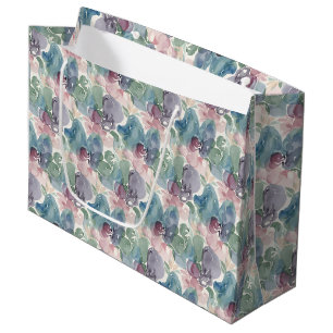 Abstraktes Aquarellmuster Teal Mauve Pink Große Geschenktüte