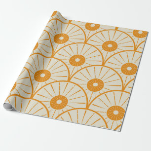 Abstraktes Art Deco Sonnenmuster Orange  Geschenkpapier