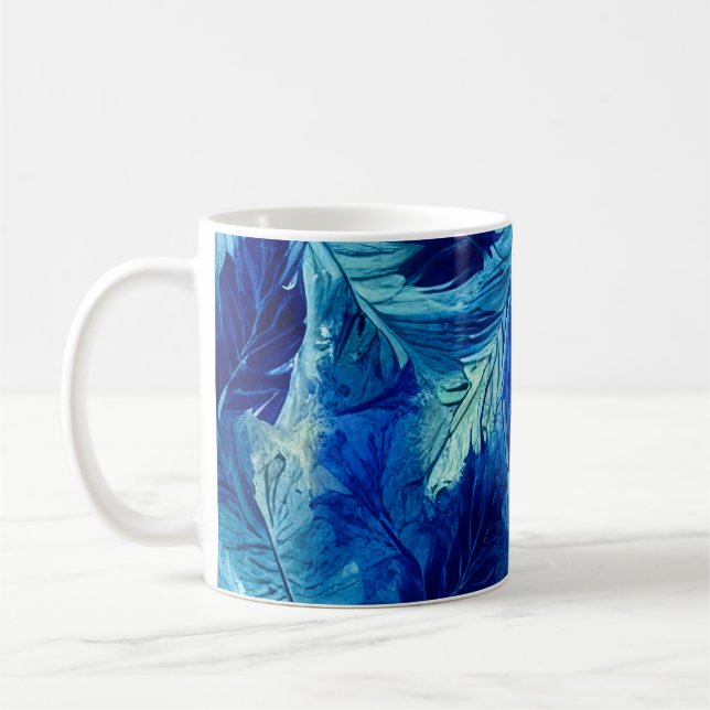 Abstraktes, ästhetisches Aquarellblau Kaffeetasse (Links)