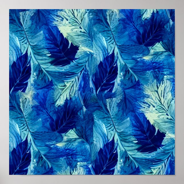 Abstraktes, ästhetisches Aquarellblau Poster (Vorne)