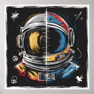 Abstraktes Astronauten-Helm-Kunstwerk Poster