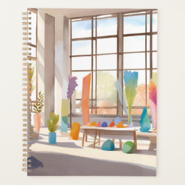 Abstraktes Atelier | Helle luftige Wasserfarbe Planer