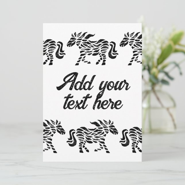 Abstraktes Ausführen von Hornblockdrucken mit Text Einladung (Stehend Vorderseite)