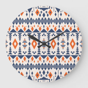 Abstraktes Aztec geometrisches, nahtloses Muster. Große Wanduhr