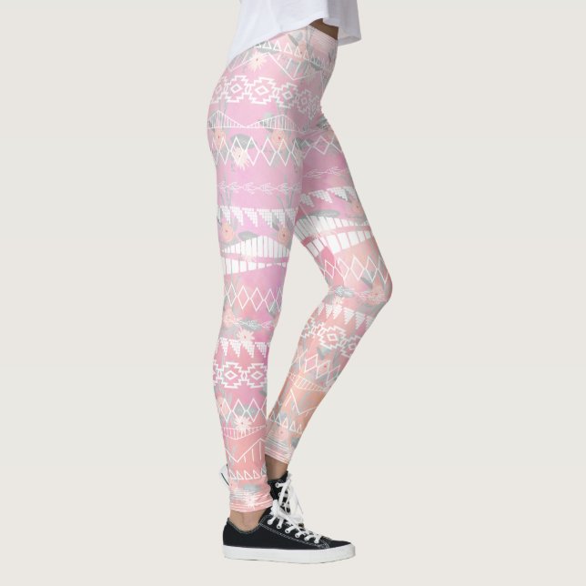 Abstraktes Aztekenkorallenmuster Leggings (Rechts)