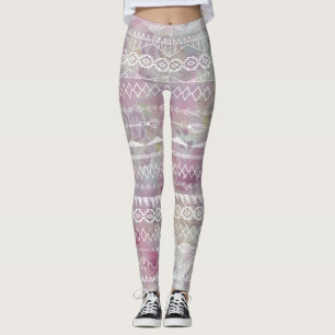 Abstraktes Aztekisches Tribal Lila rosa Muster Leggings