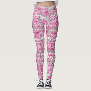 Abstraktes Aztekisches Tribal Lila rosa Muster Leggings