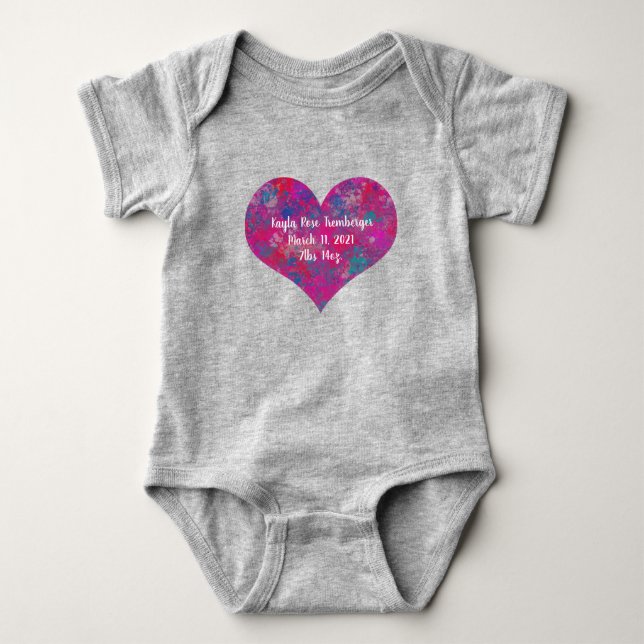 Abstraktes Babydatum Rosa Kaskade Baby Strampler (Vorderseite)