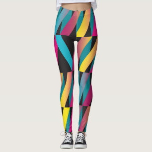 Abstraktes Band: Farbenfrohe geometrische Vintag. Leggings