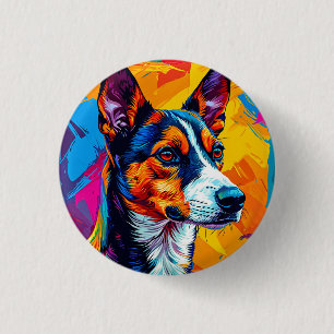Abstraktes Basenji-Hundeporträt Button