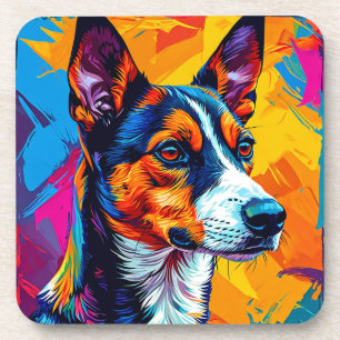 Abstraktes Basenji-Hundeporträt Getränkeuntersetzer