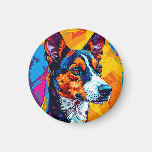 Abstraktes Basenji-Hundeporträt Magnet
