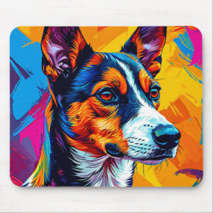 Abstraktes Basenji-Hundeporträt Mousepad