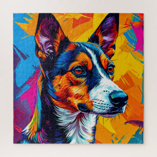 Abstraktes Basenji-Hundeporträt Puzzle