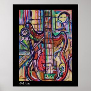 Abstraktes Bass-Gitarren-Plakat durch ValAries Poster