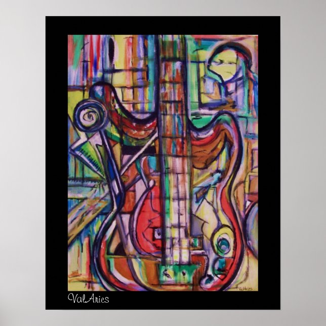 Abstraktes Bass Guitar Poster von ValAries (Vorne)