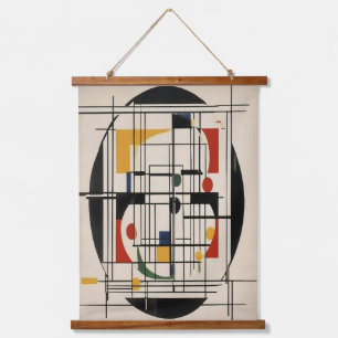 Abstraktes Bauhaus Geometrie Moderne Minimalistisc Wandteppich Mit Holzrahmen