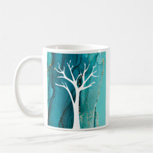 Abstraktes Baumdesign mit Marmorhintergrund Kaffeetasse