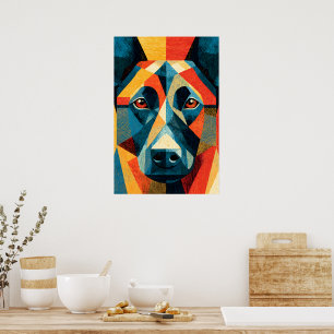 Abstraktes Belgian Malinois Hund Geometrisches Pos Poster