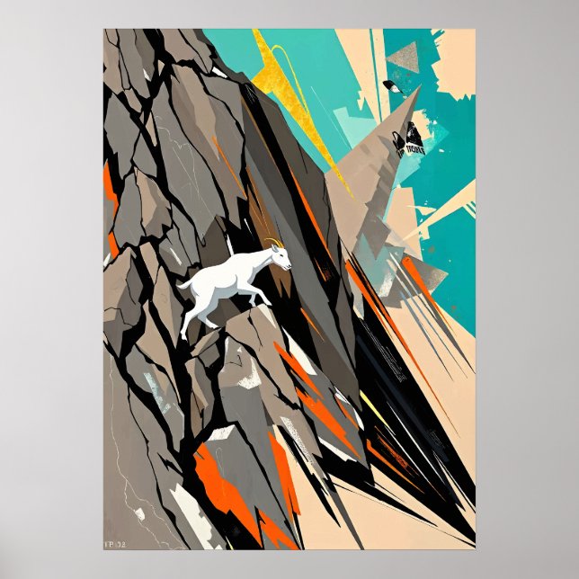 Abstraktes Bergziegenklettern Poster (Vorne)