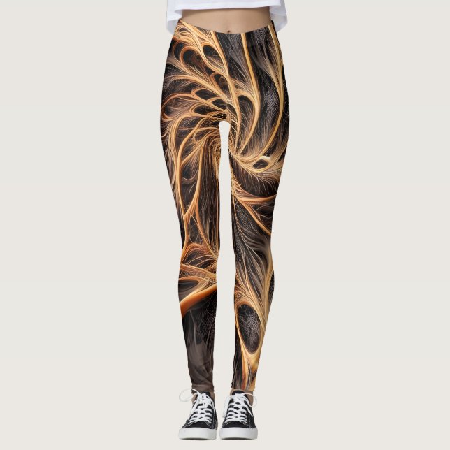 Abstraktes Bild - 3D-Fraktal, digitale Kunst, brau Leggings (Vorderseite)