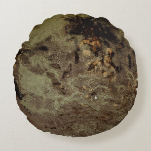 Abstraktes Bild braun und schwarz Rundes Kissen