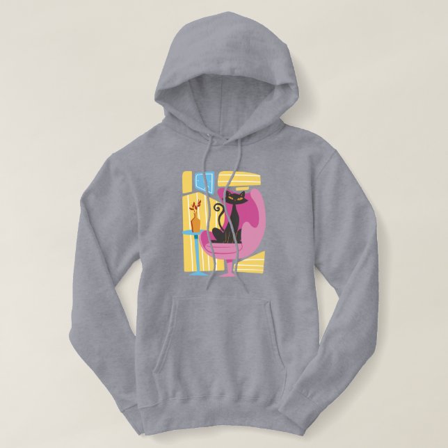 Abstraktes Bild einer schwarzen Katze für Frauen Hoodie (Design vorne)