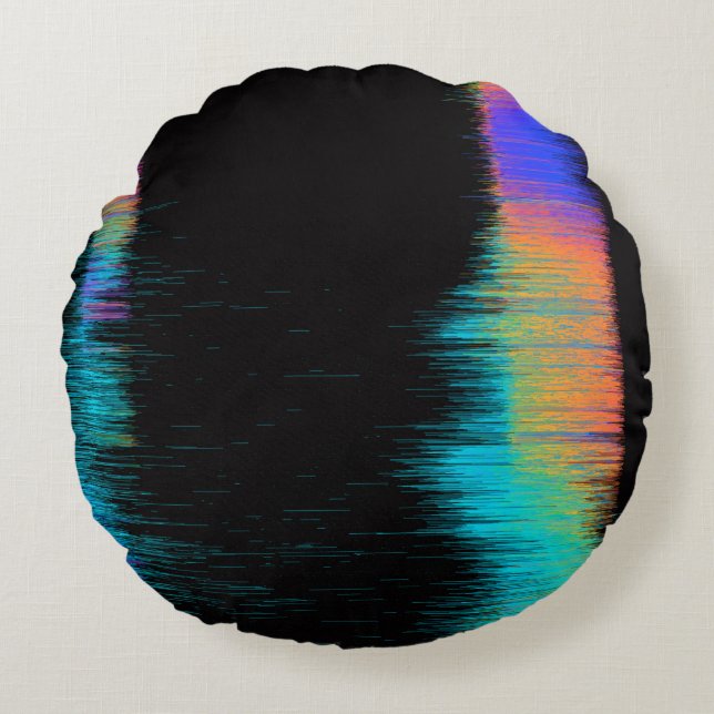 Abstraktes Bild eines glitzernden LED-Bildschirms. Rundes Kissen (Vorderseite)