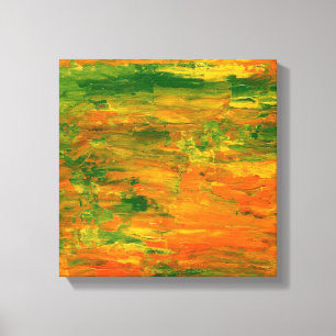 Abstraktes Bild grün und orange Leinwanddruck