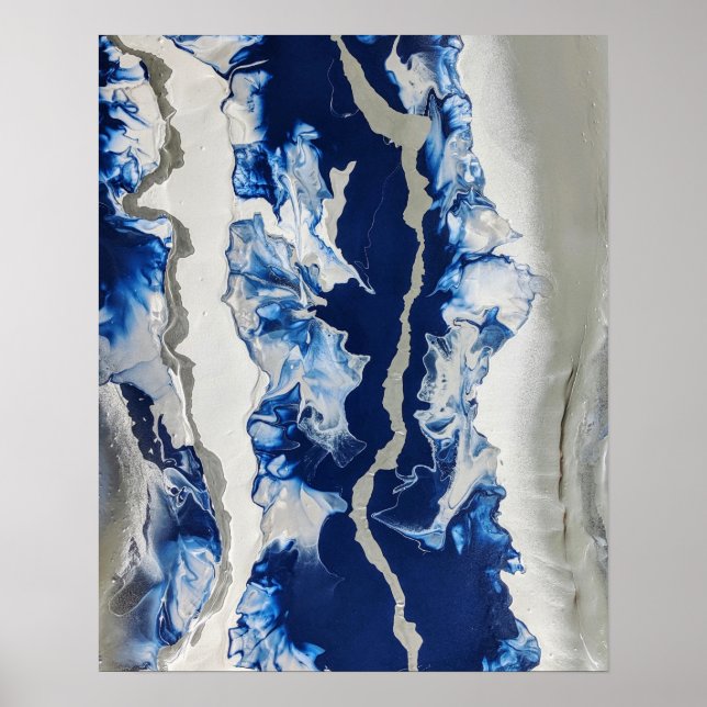 Abstraktes Bild in Grau Acrylfarbe Art Poster (Vorne)