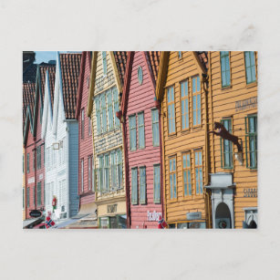 Abstraktes Bild Tyske Bryggen Holzhäuser Bergen Postkarte