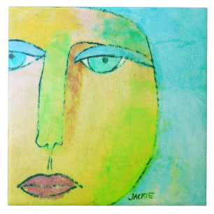 Abstraktes Bild von Funky Sun Face Fliese