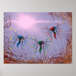 Abstraktes biolumineszentes Energiebild Poster
