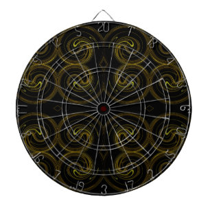 Abstraktes Black and Gold Fraktal Dart Board Dartscheibe
