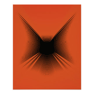 Abstraktes Black Cat Poster auf Red Backgorund