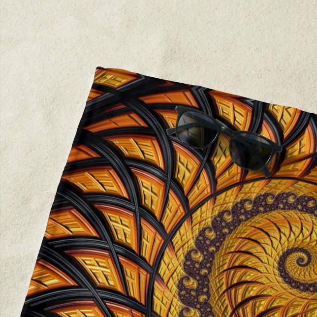 Abstraktes Black Gold Spiral Fraktal Strandtuch (Beispiel)