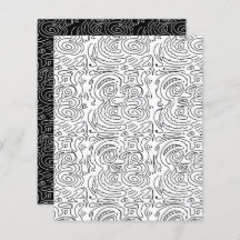 Abstraktes Black Wavy Lines White Scrapbook