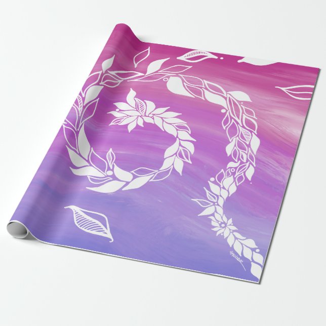 Abstraktes Blattdesign im rosa Hintergrund Geschenkpapier (Ungerollt)