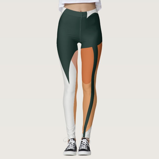 Abstraktes Blattdesign Leggings (Vorderseite)