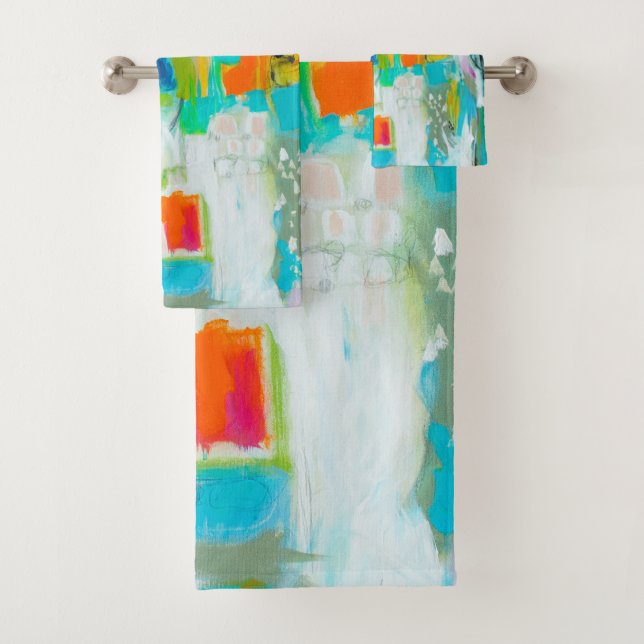 Abstraktes Blau Badhandtuch Set (Insitu)