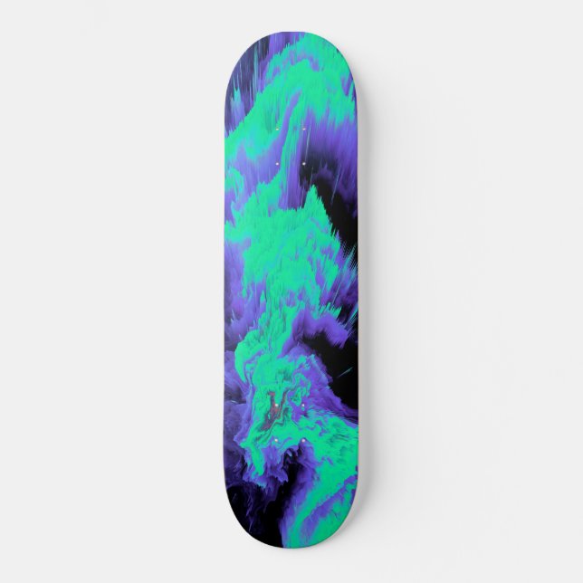 Abstraktes Blau-, Cyan- und Schwarz-Fluid-Muster Skateboard (Vorderseite)