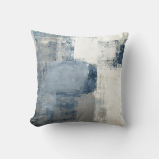 Abstraktes Blau/Grau/Weiß Kissen