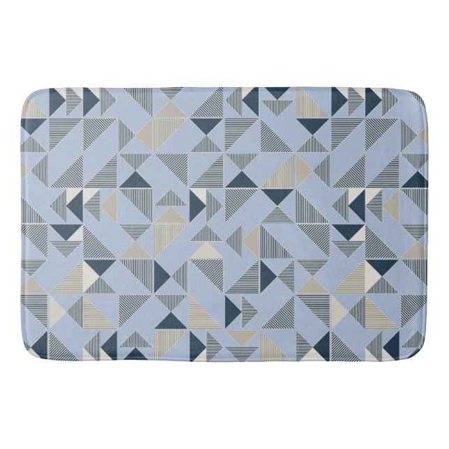 Abstraktes Blau-Graues Geometrisches Muster Badematte (Vorderseite)