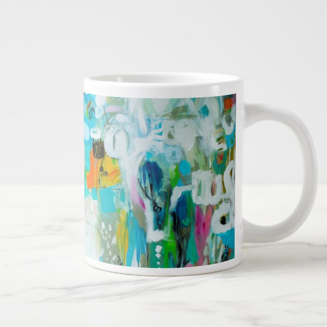 Abstraktes Blau Jumbo-Tasse (Rechts)